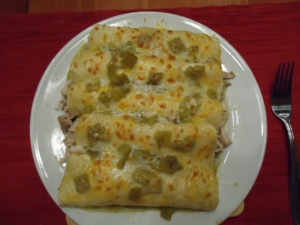Green Chile-chicken enchiladas